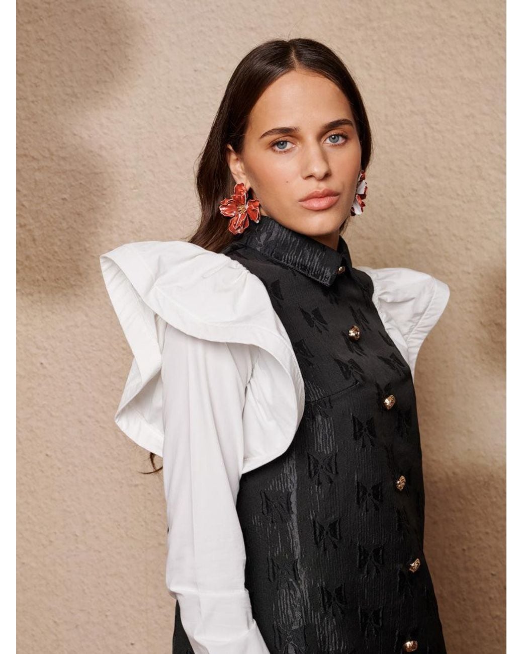 Sister Jane Black Afterglow Ruffle Mini Dress