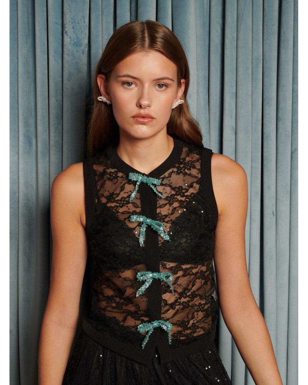Sister Jane Gray Eclipse Lace Bow Top