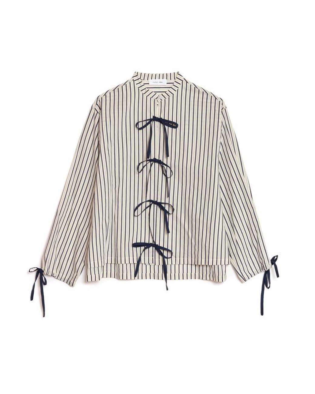 Sister Jane Blue Howard Stripe Bow Shirt