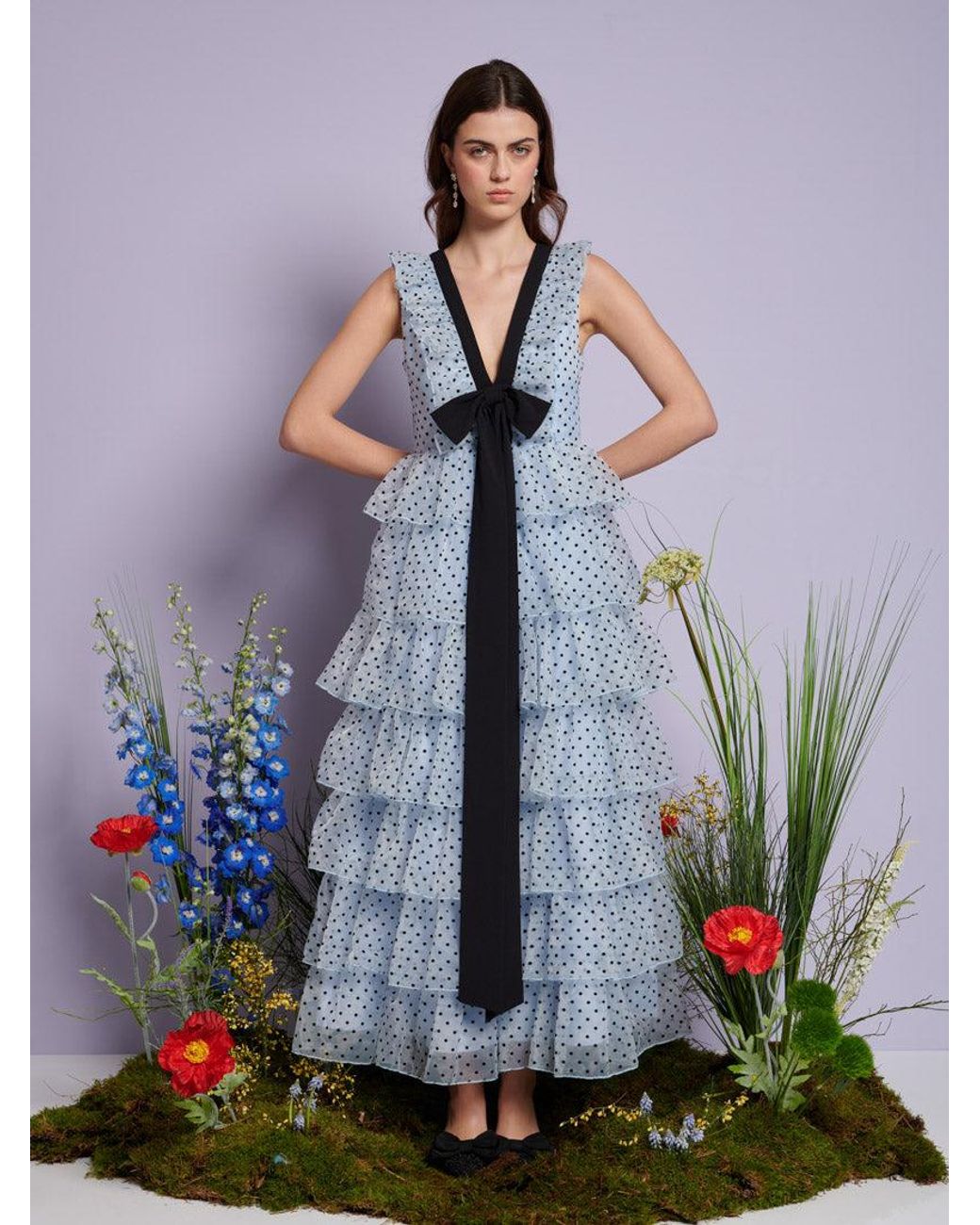 Sister Jane Dream Haven Ruffle Midi Dress in Blue | Lyst