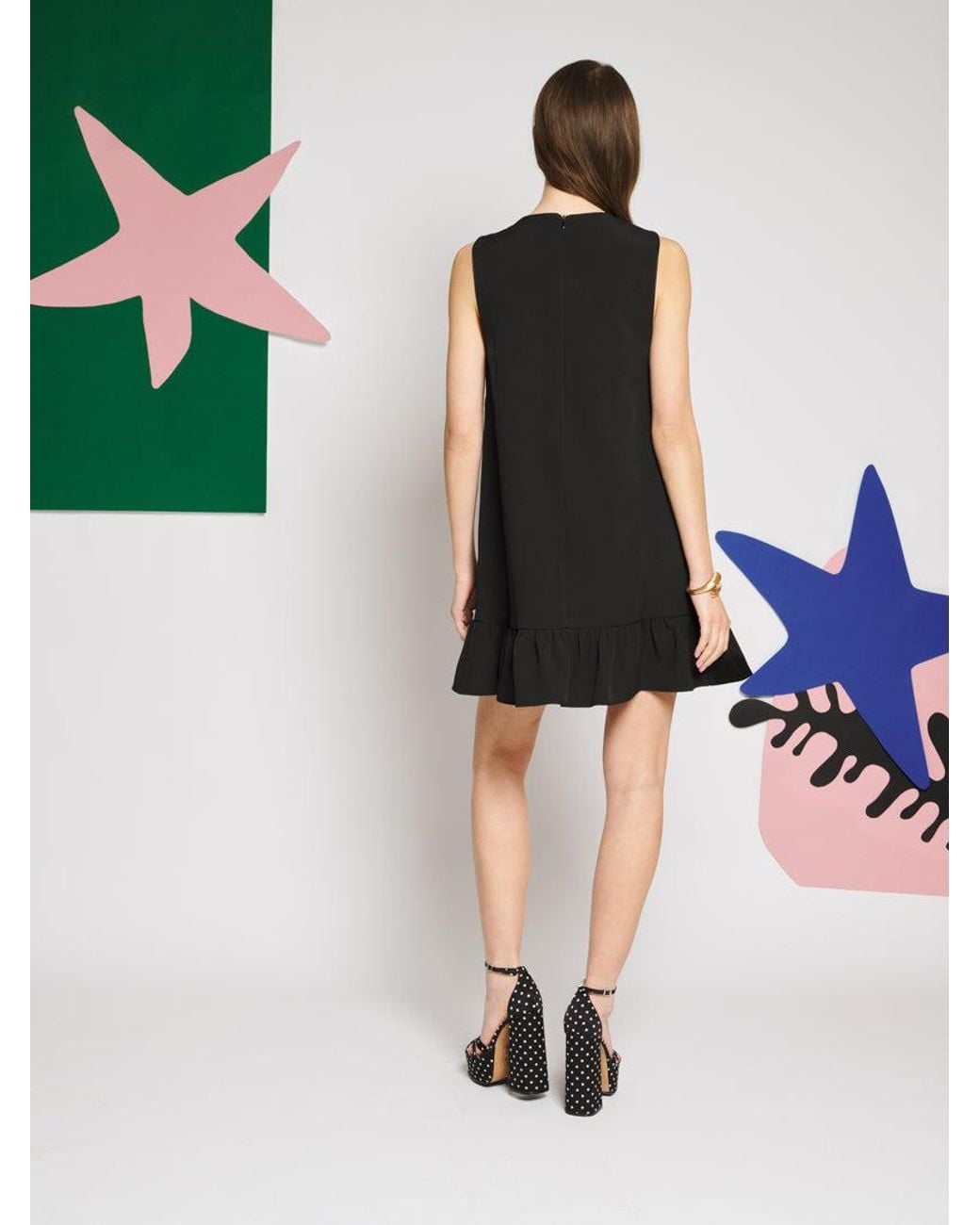 Sister Jane Black Rayon Applique Mini Dress