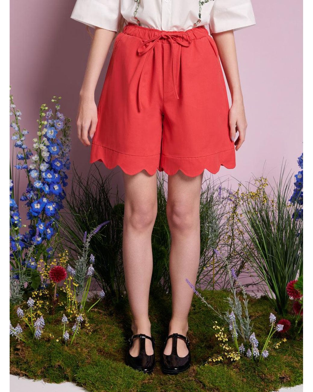 Sister Jane Red Chirp Scallop Shorts