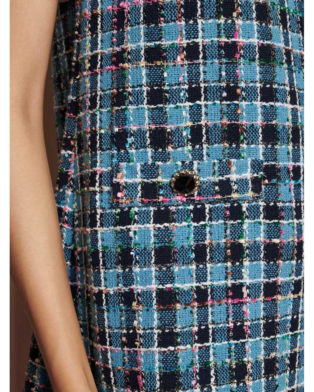 Sister Jane Blue Chamber Tweed Check Mini Dress