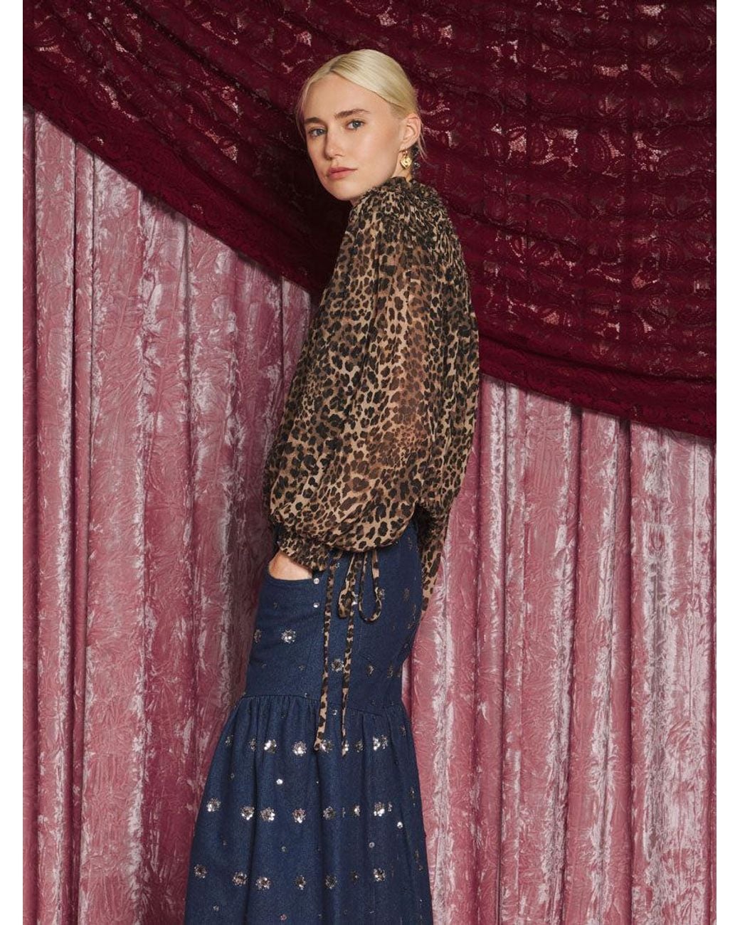 Sister Jane Red Dream Paradox Leopard Ruched Top