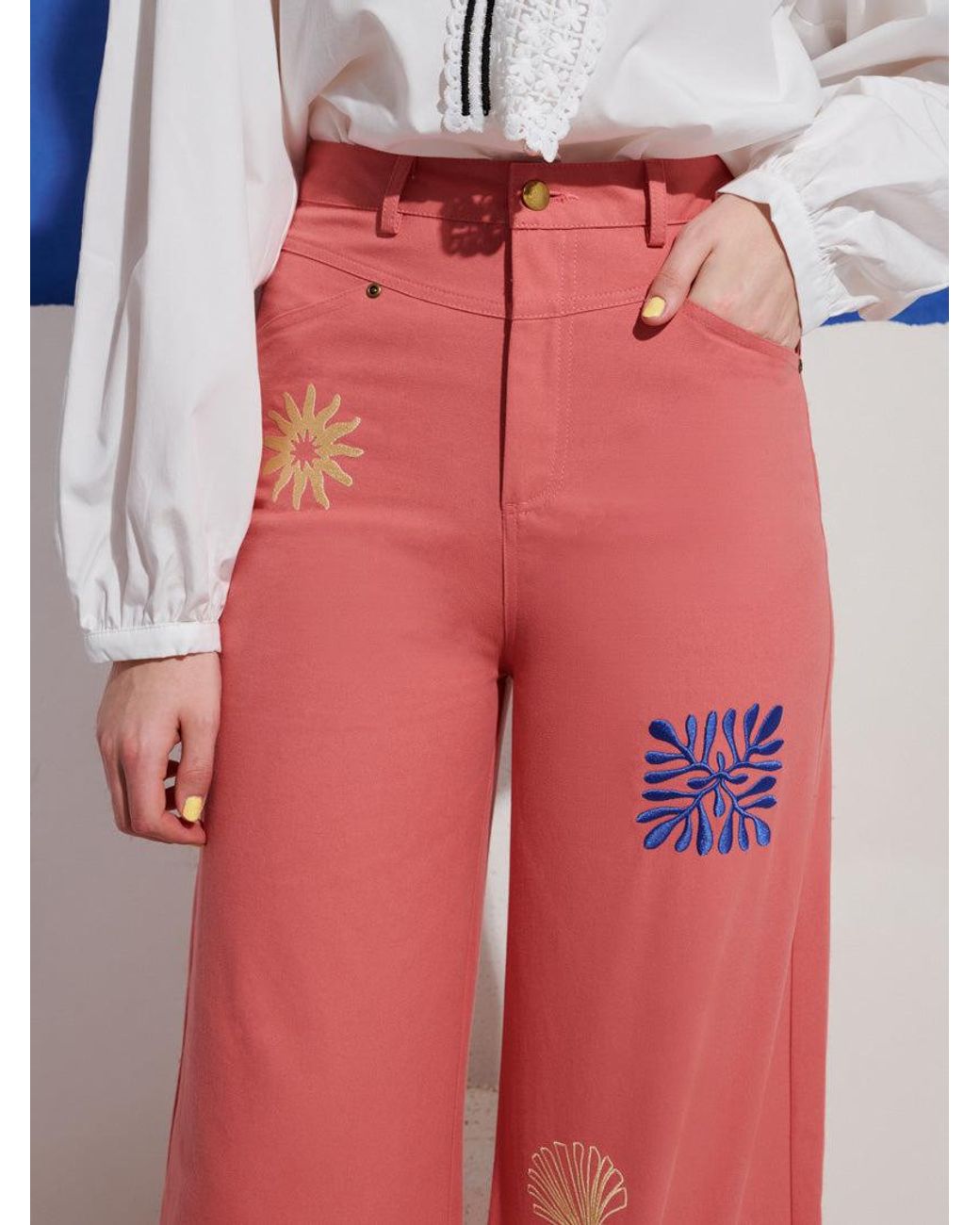 Sister Jane Pink Island Life Embroidered Jeans