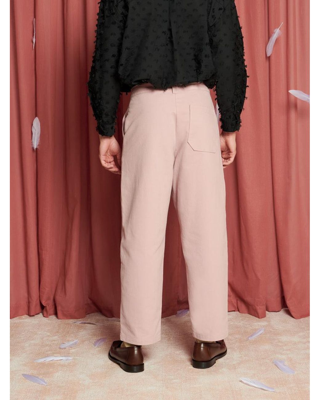 Sister Jane Pink Crane Waist Tie Trousers