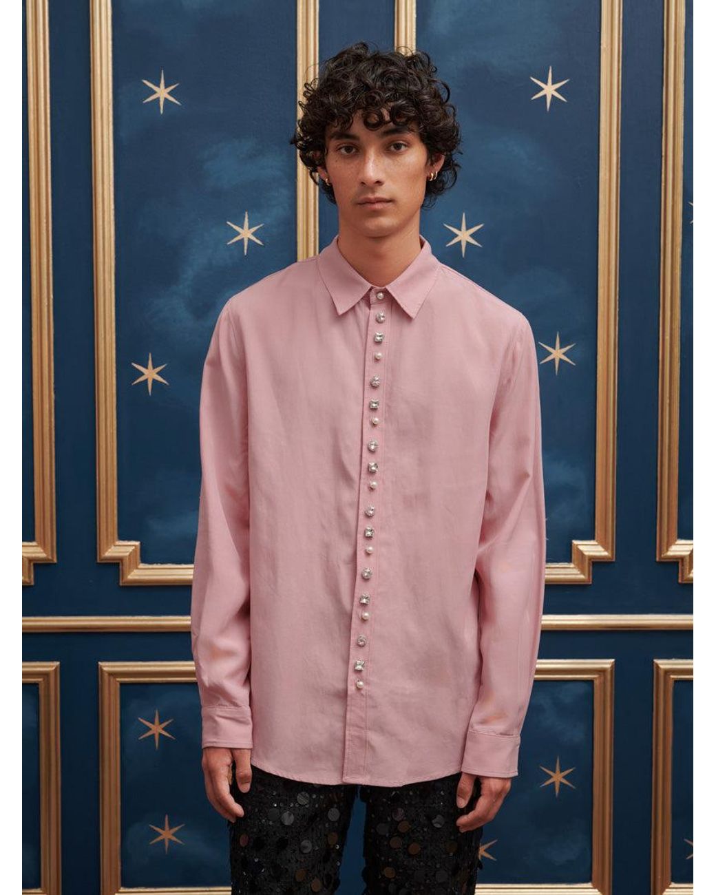 Sister Jane Blue Penny Bejewelled Placket Shirt