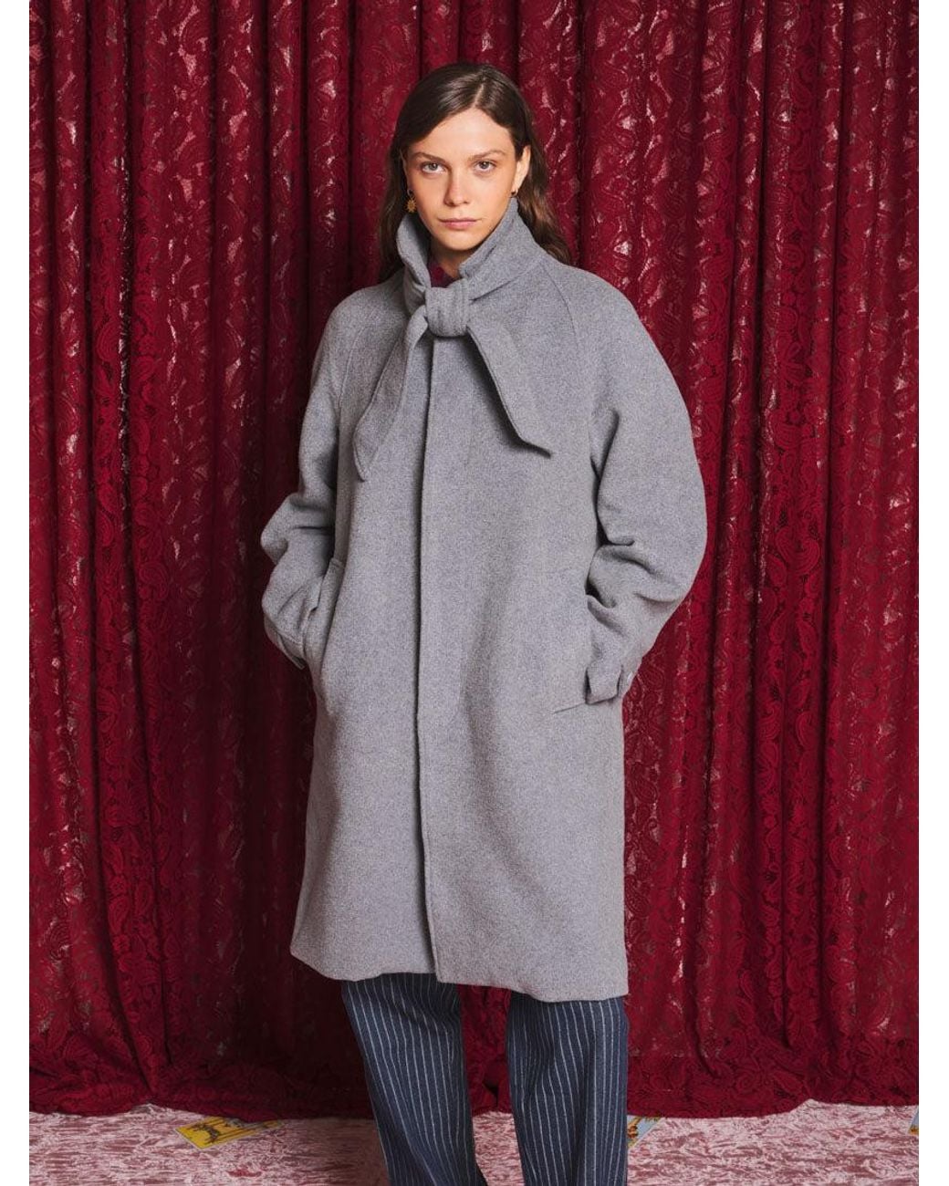 Sister Jane Red Morrigan Coat With Neck Tie