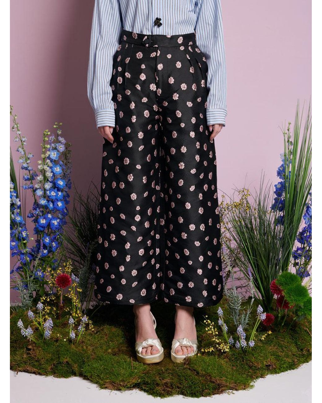 Sister Jane Multicolor Rose Bells Jacquard Trousers