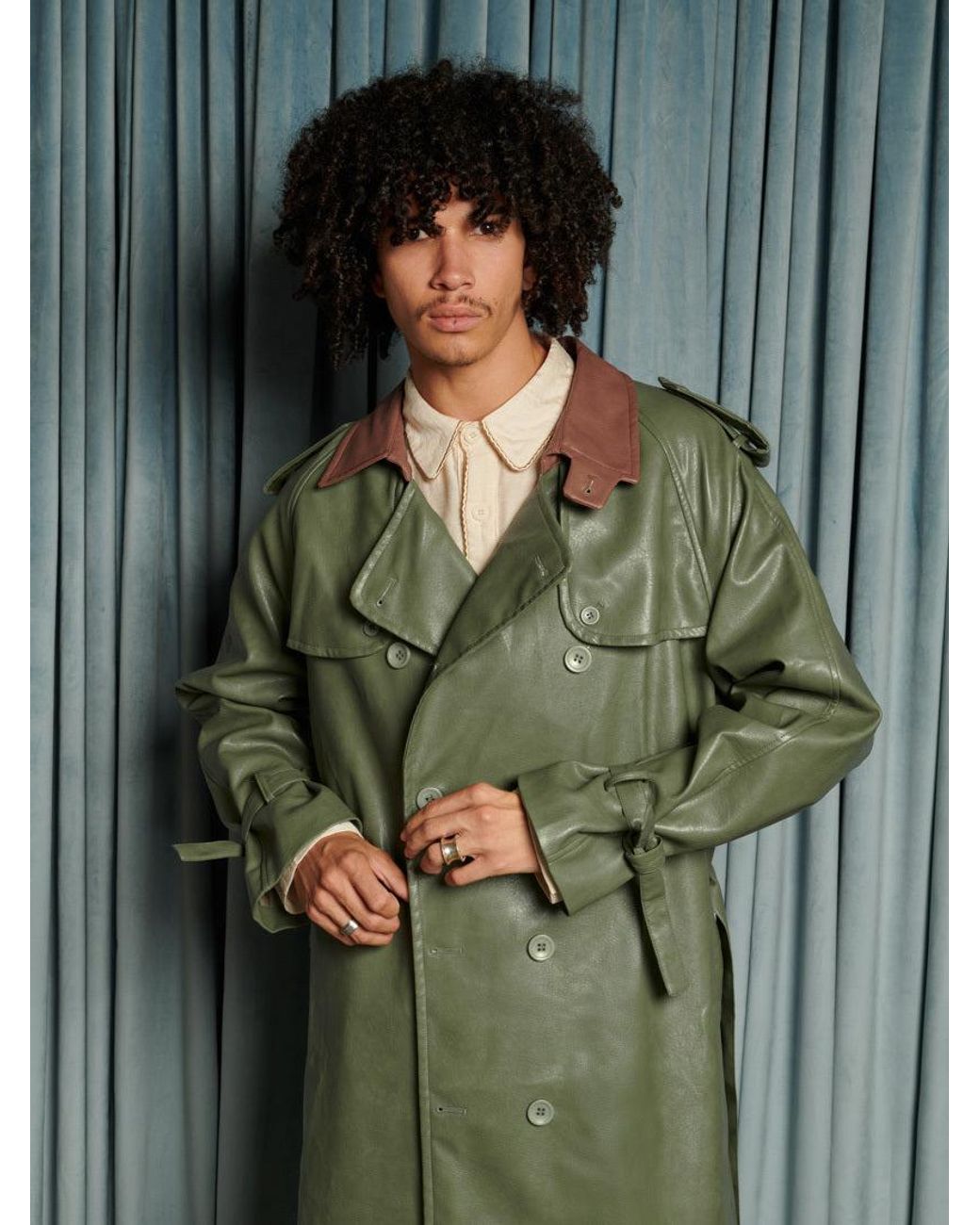 Sister Jane Blue Scout Pu Trench Coat