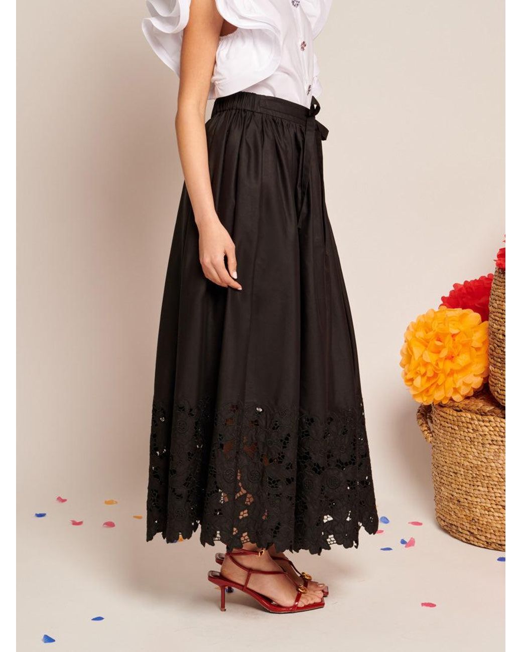 Sister Jane Black La Fiesta Embroidered Maxi Skirt