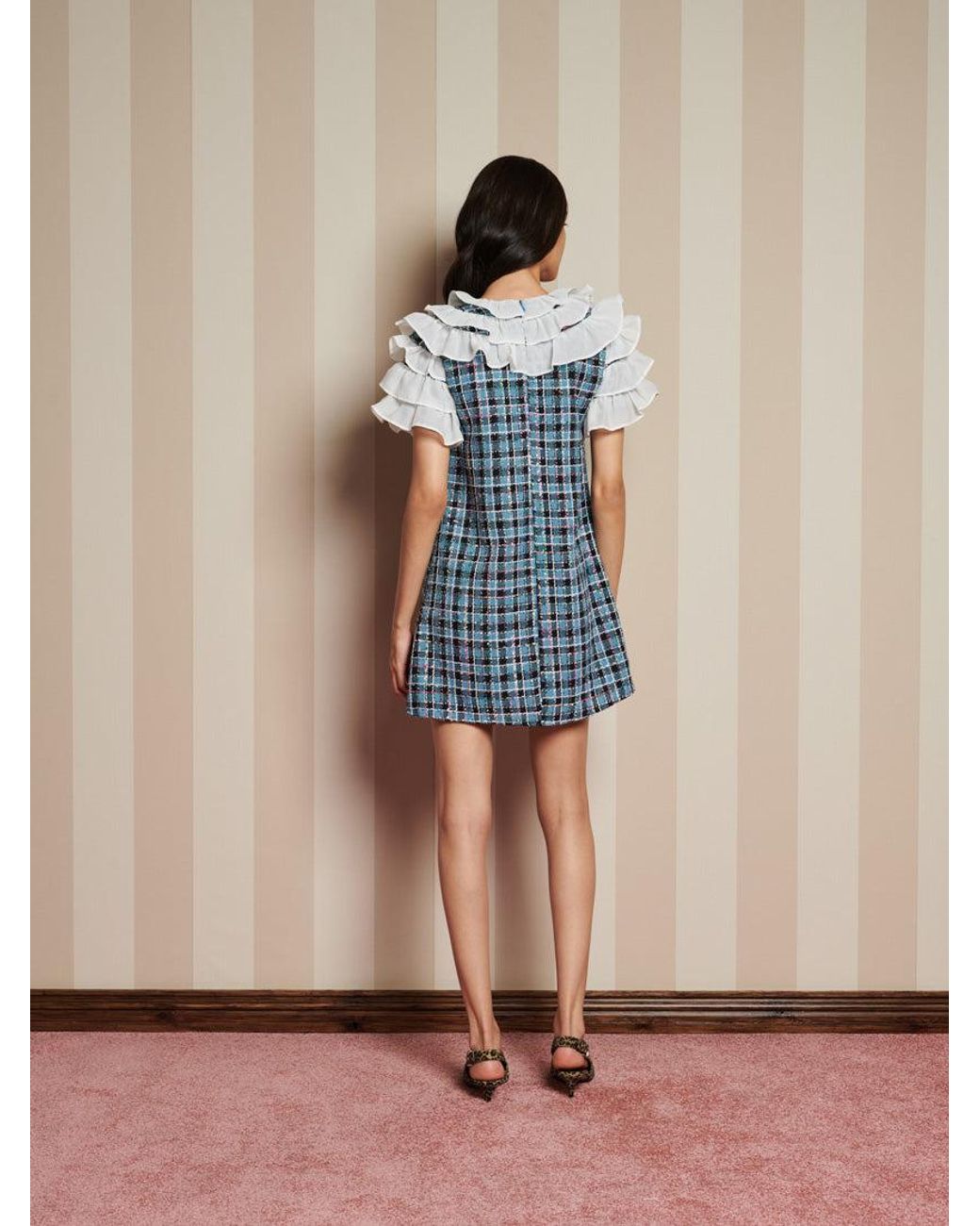 Sister Jane Blue Chamber Tweed Check Mini Dress