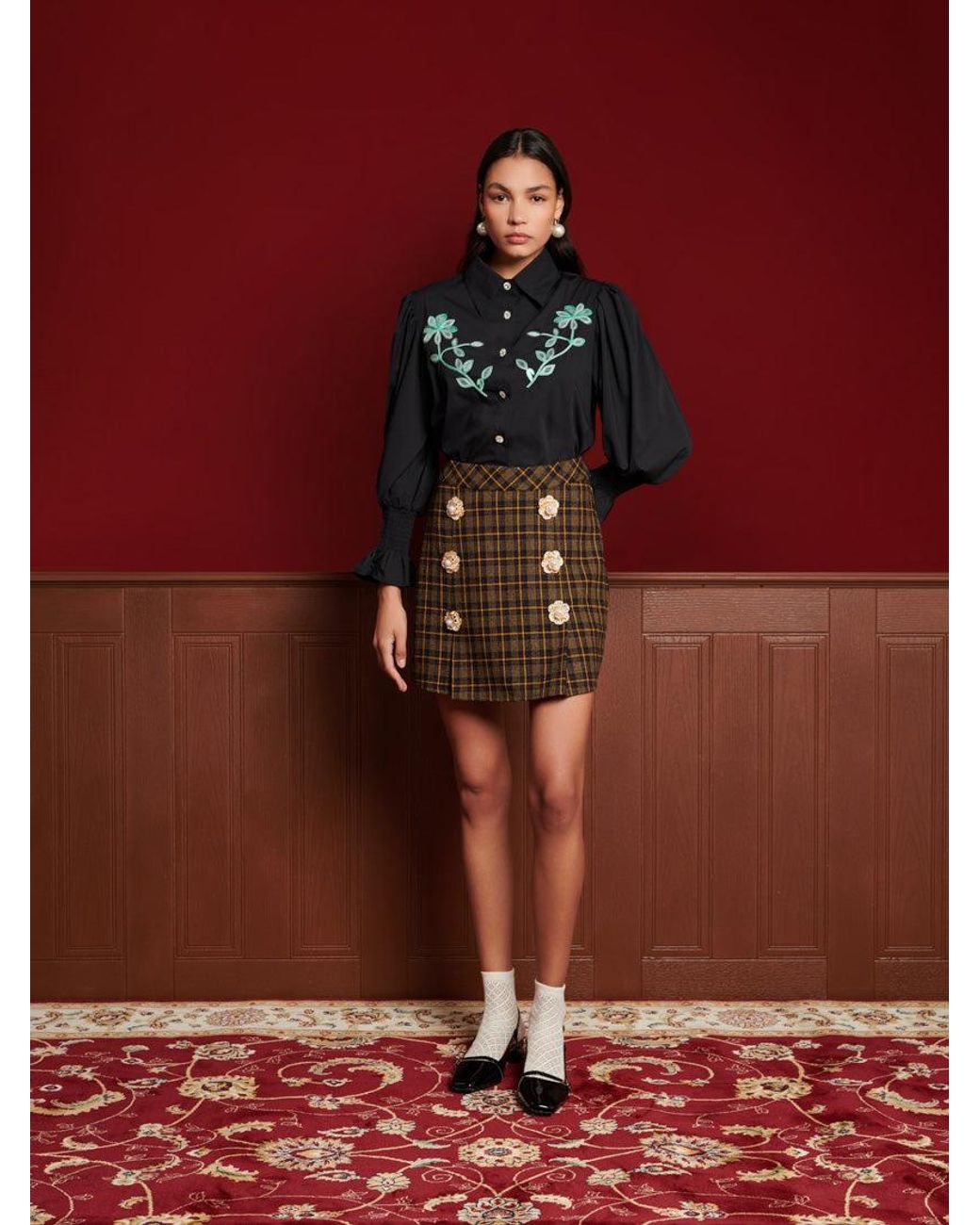 Sister Jane Red Dream Portrait Embroidery Shirt