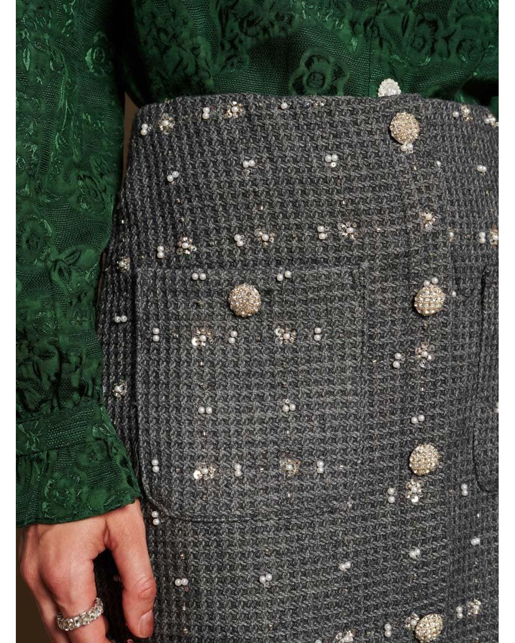 Sister Jane Green Dream Parlour Tweed Midi Skirt