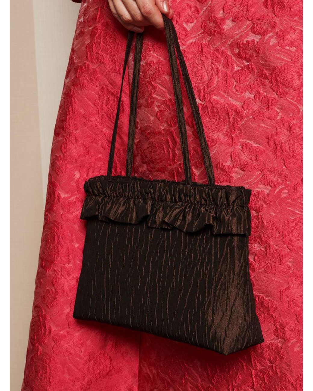 Sister Jane Red Dream Antiques Jacquard Ruffle Bag
