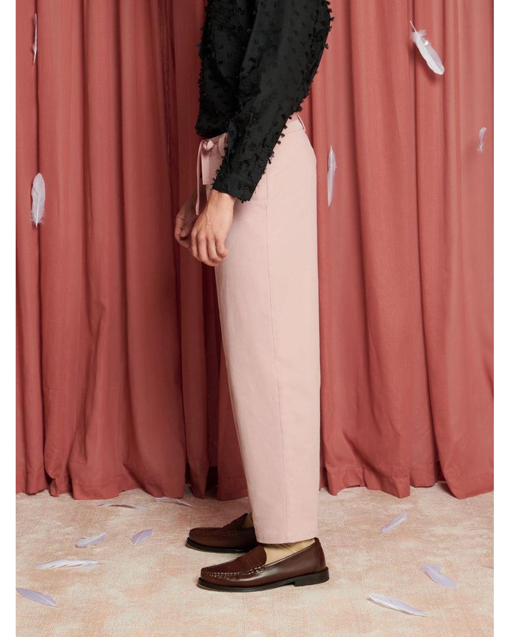 Sister Jane Pink Crane Waist Tie Trousers