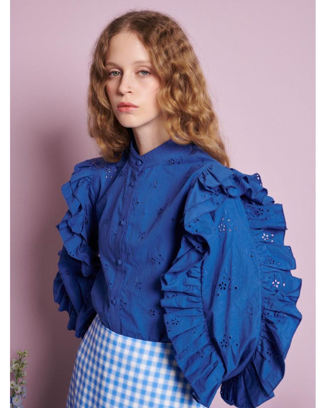 Sister Jane Blue Meadow Sage Ruffle Blouse