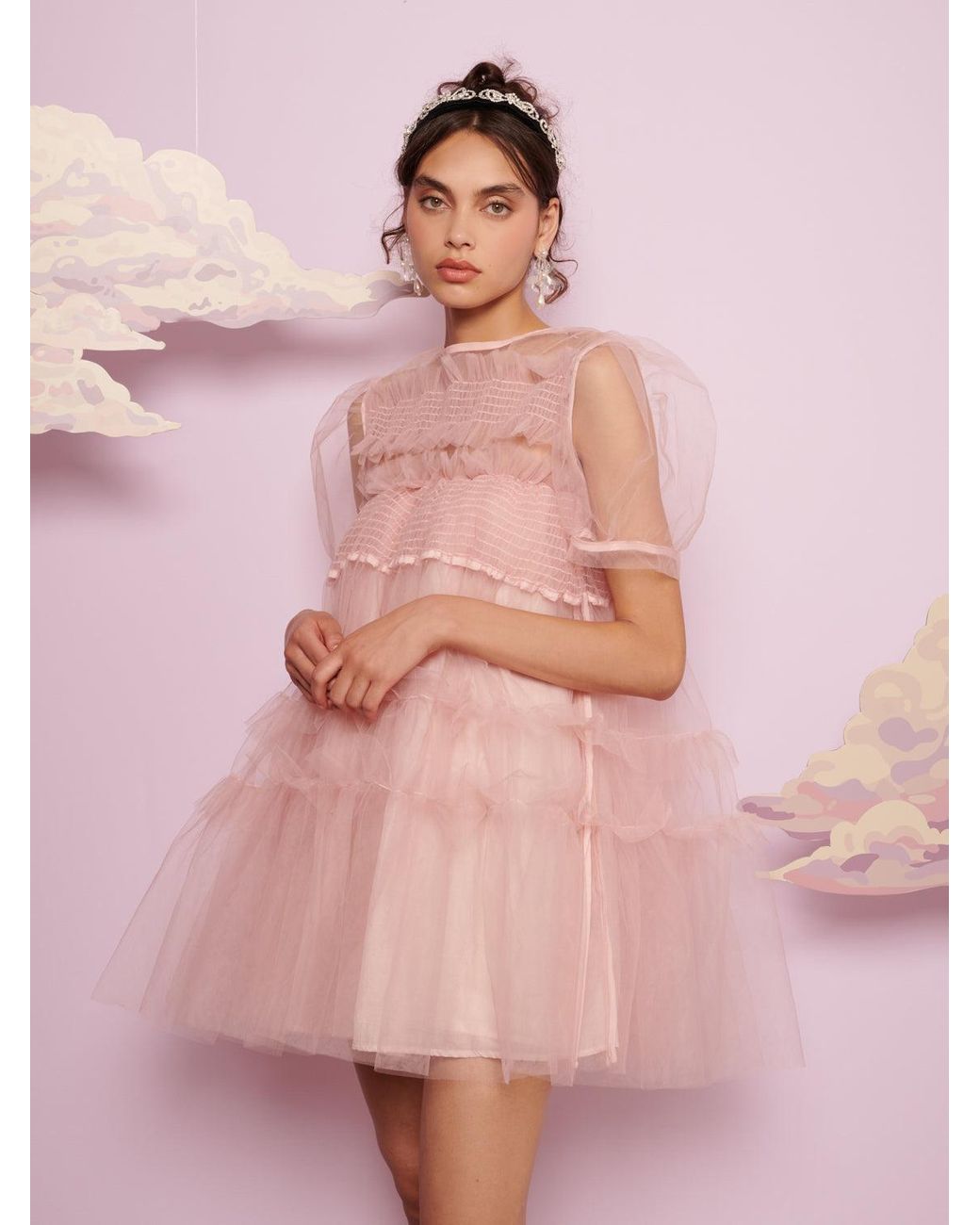 Sister Jane Dream Pointe Tulle Shirring Dress in Pink | Lyst