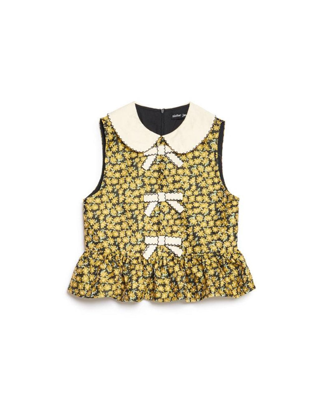 Sister Jane Blue Olive Jacquard Peplum Top