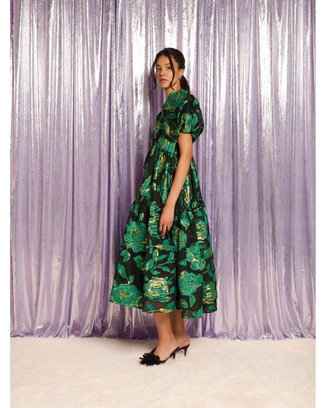 Sister Jane Green Manor Jacquard Midi Dress