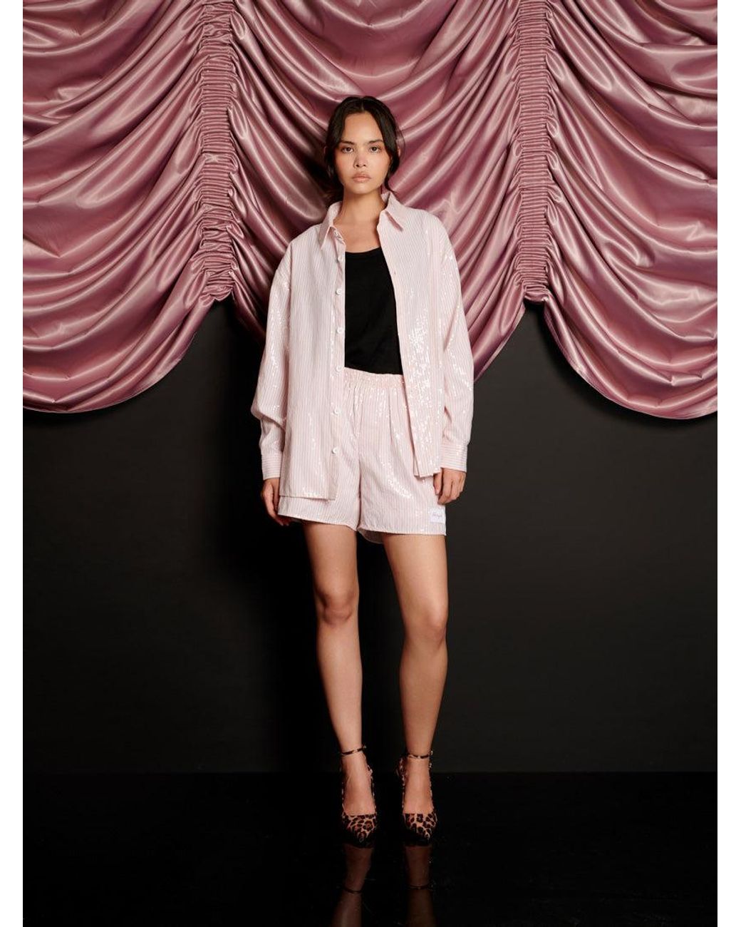 Sister Jane Pink Rowan Sequin Stripe Shirt