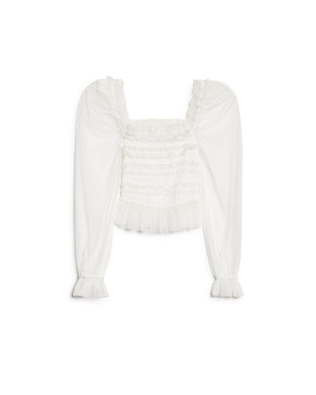 Sister Jane Red Dream Pigment Tulle Ruffle Top