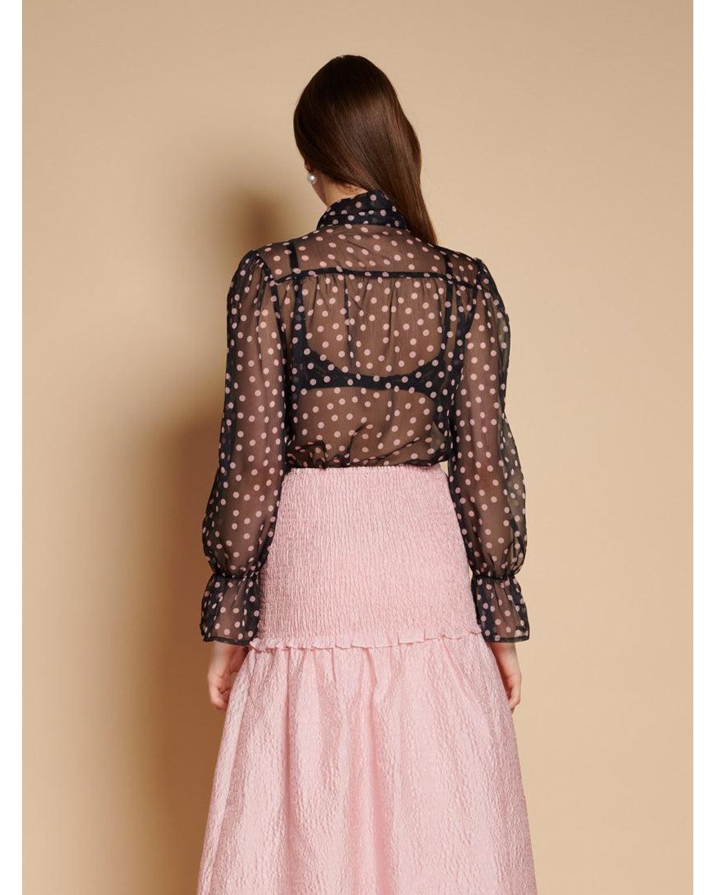 Sister Jane Natural Painterly Polka Chiffon Blouse