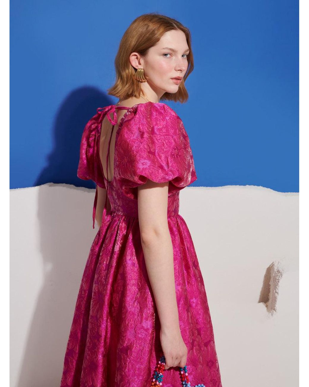 Sister Jane Blue Pomegranate Jacquard Maxi Dress