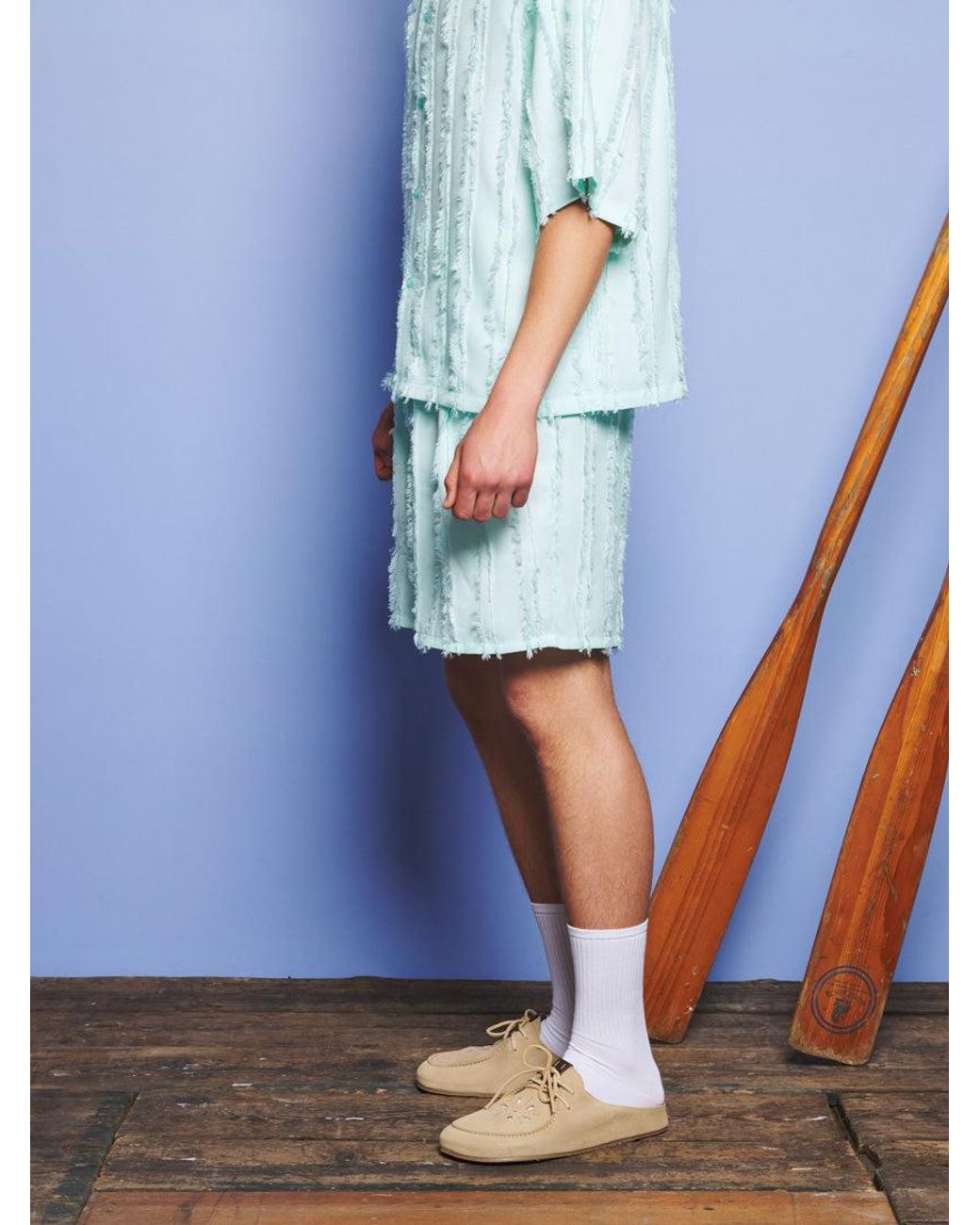 Sister Jane Blue Davy Frayed Bermuda Shorts