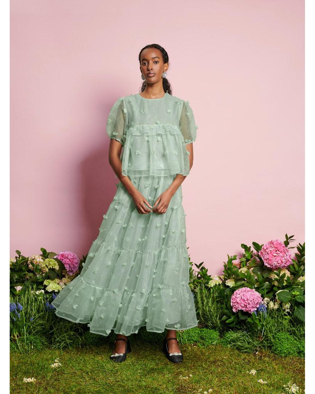 Sister Jane Dream Prairie Organza Midi Skirt in Green | Lyst