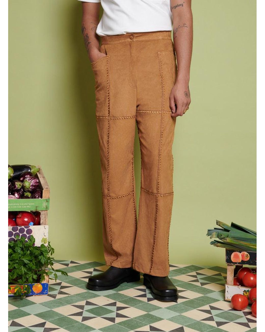 Sister Jane Green Clay Patchwork Trousers