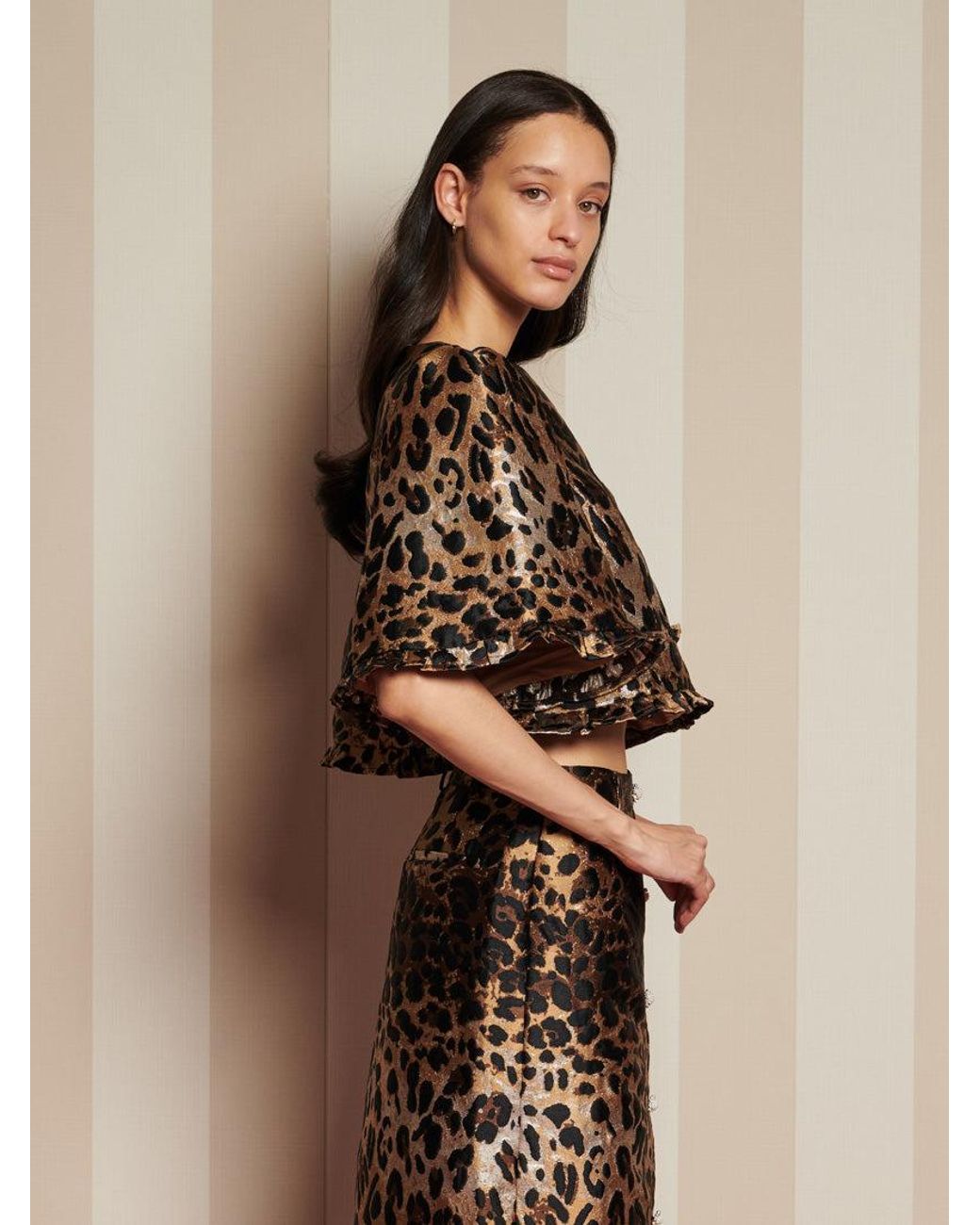 Sister Jane Brown Suite Leopard Jacquard Top