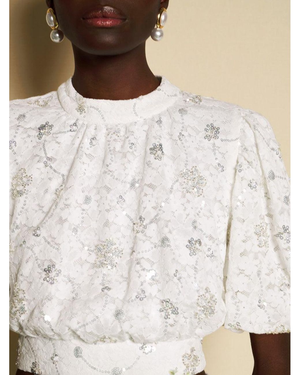 Sister Jane Natural Dream Jardin Sequin Lace Top