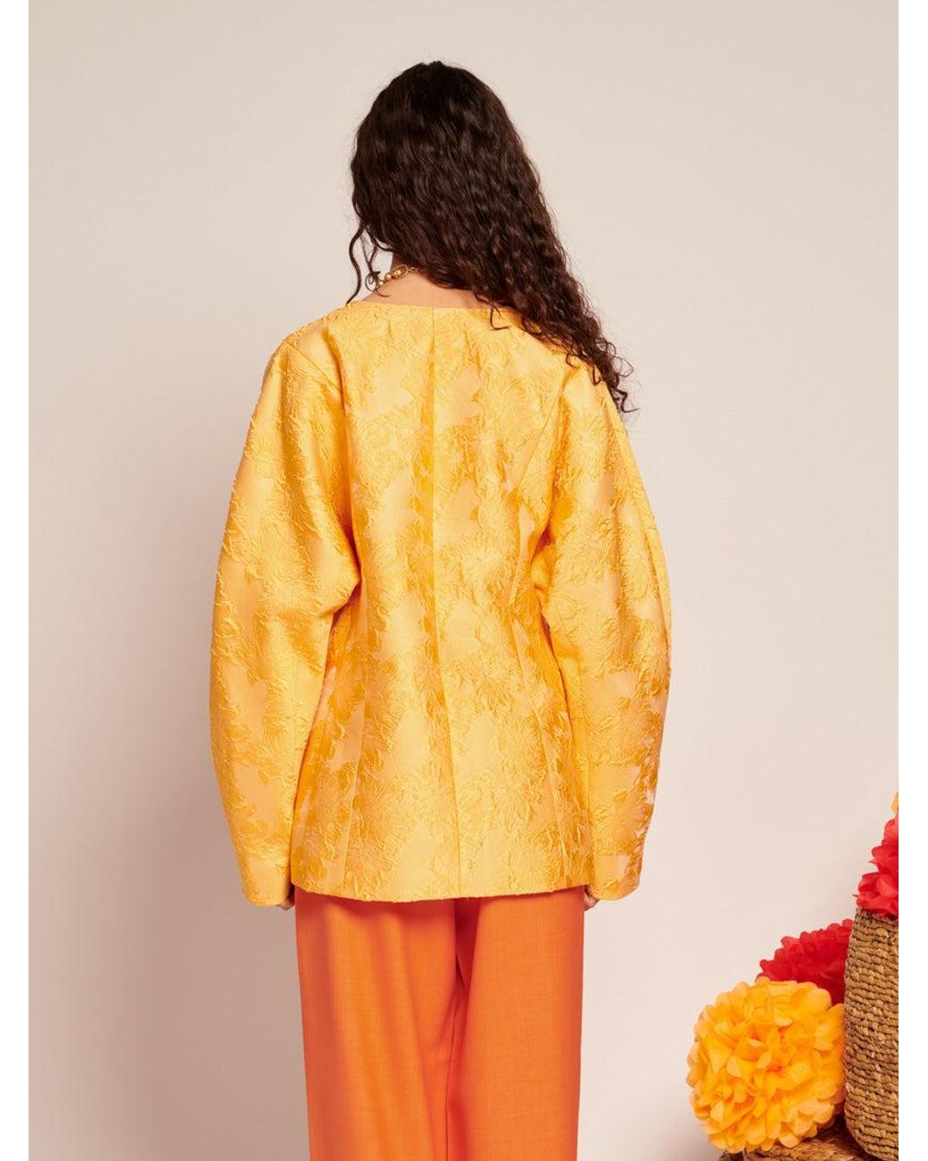 Sister Jane Orange Sol Jacquard Blazer