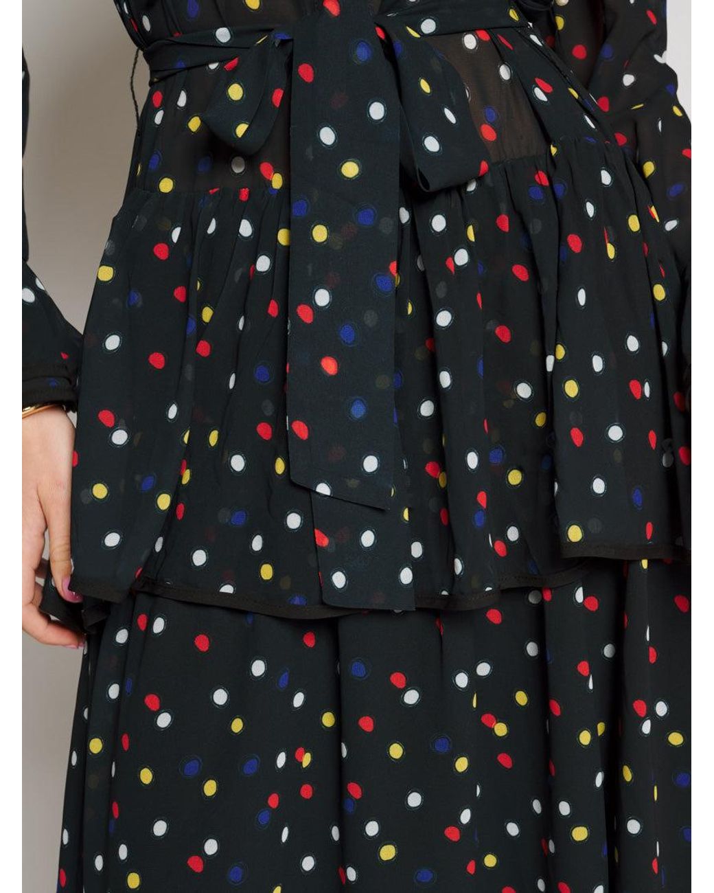 Sister Jane Black Elodie Spot Chiffon Maxi Dress