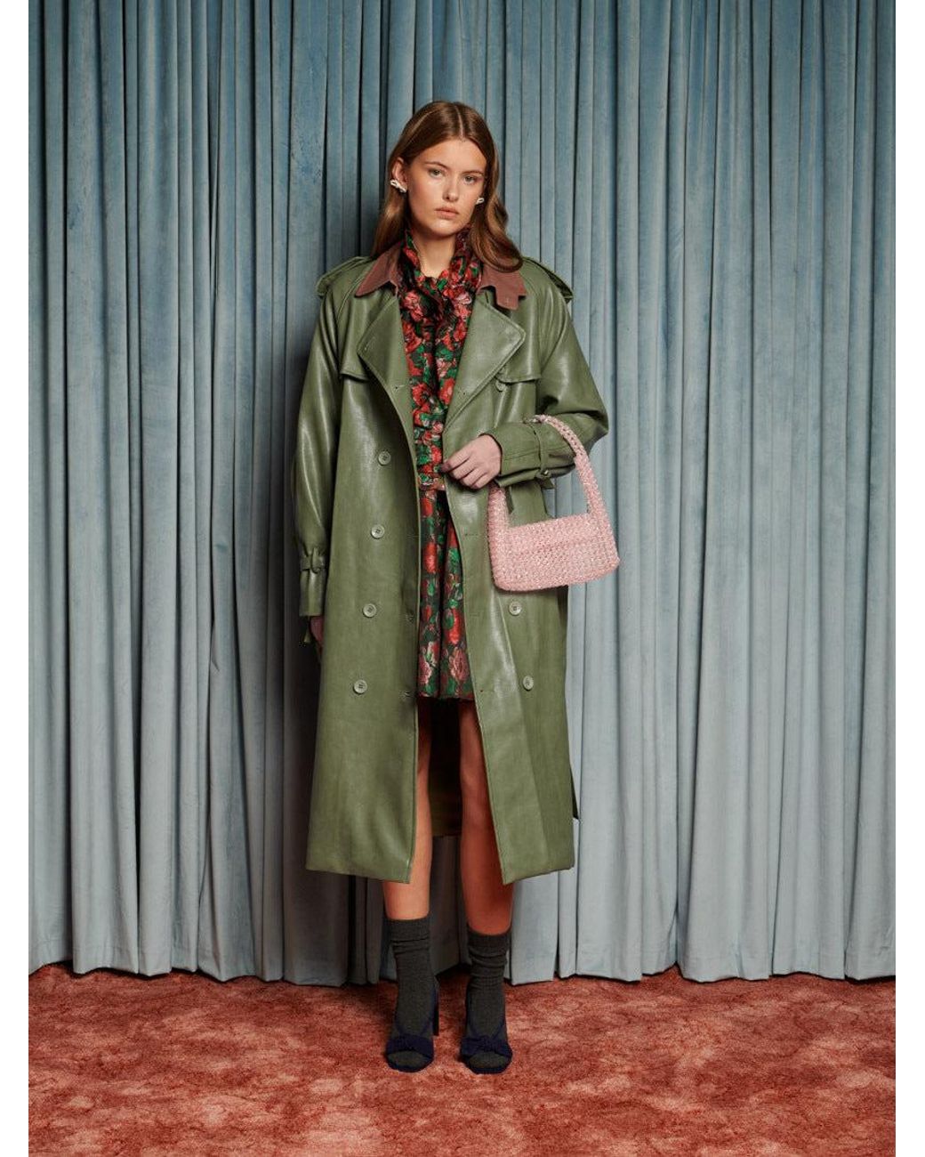 Sister Jane Blue Scout Pu Trench Coat