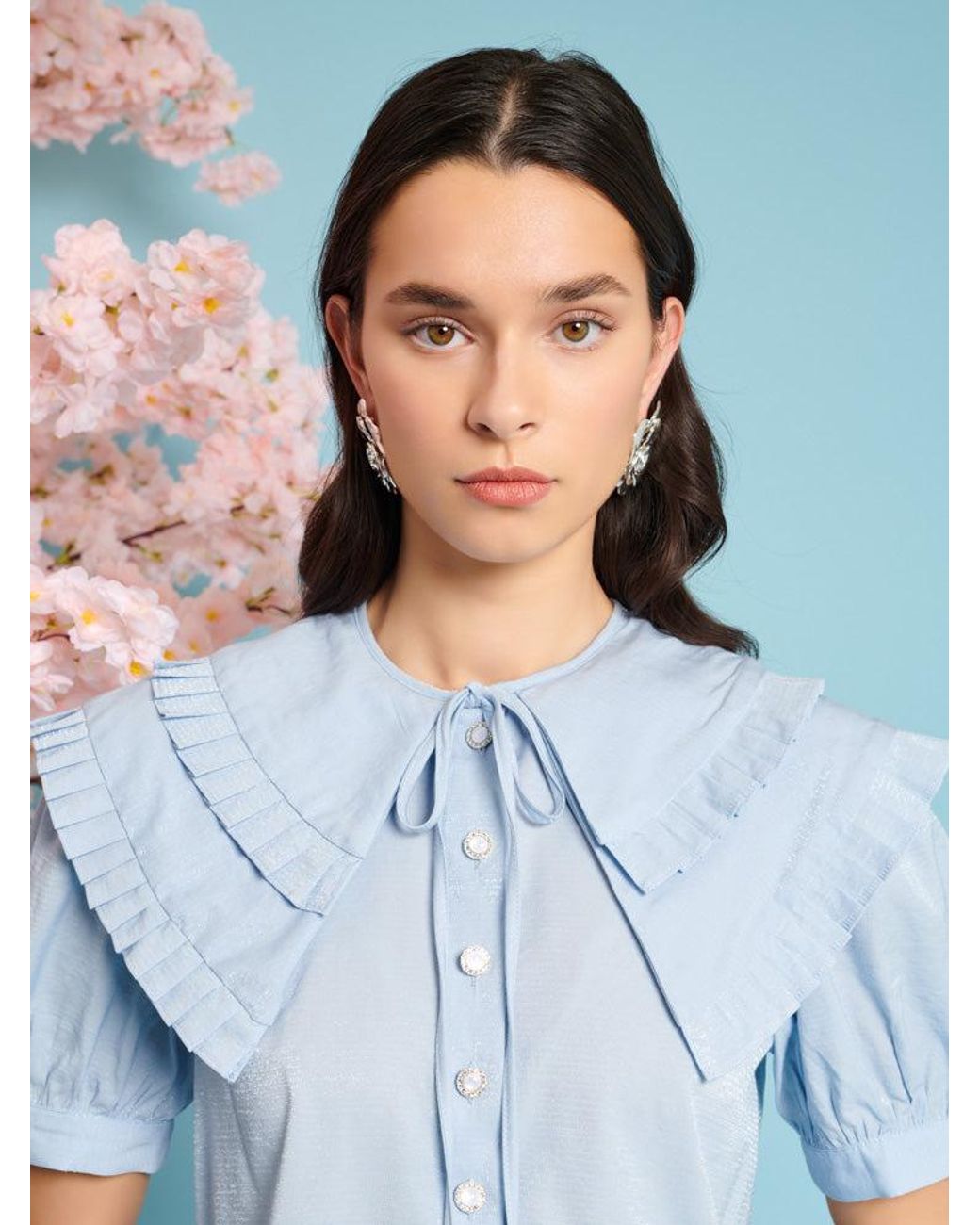 Sister Jane Blue Flutter Pleat Blouse