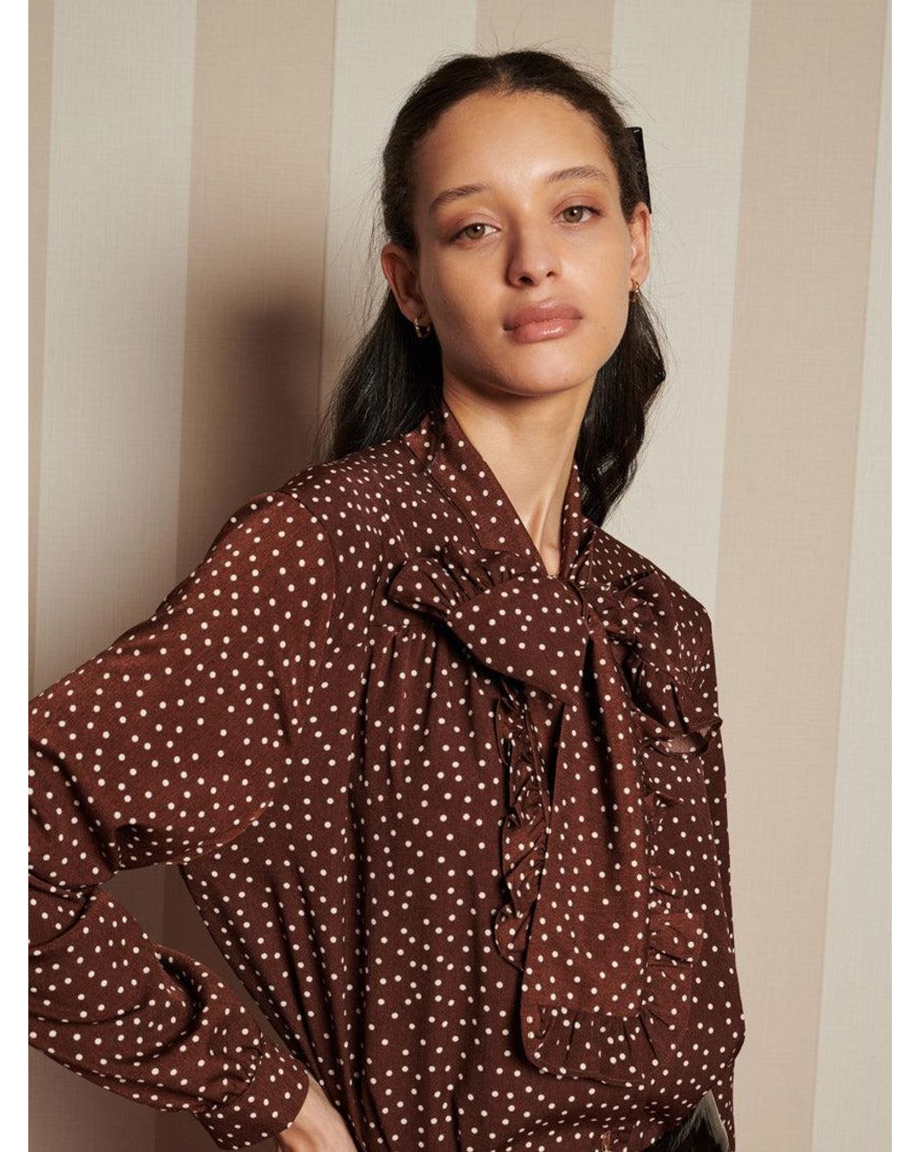 Sister Jane Brown Knick Knack Ruffle Blouse
