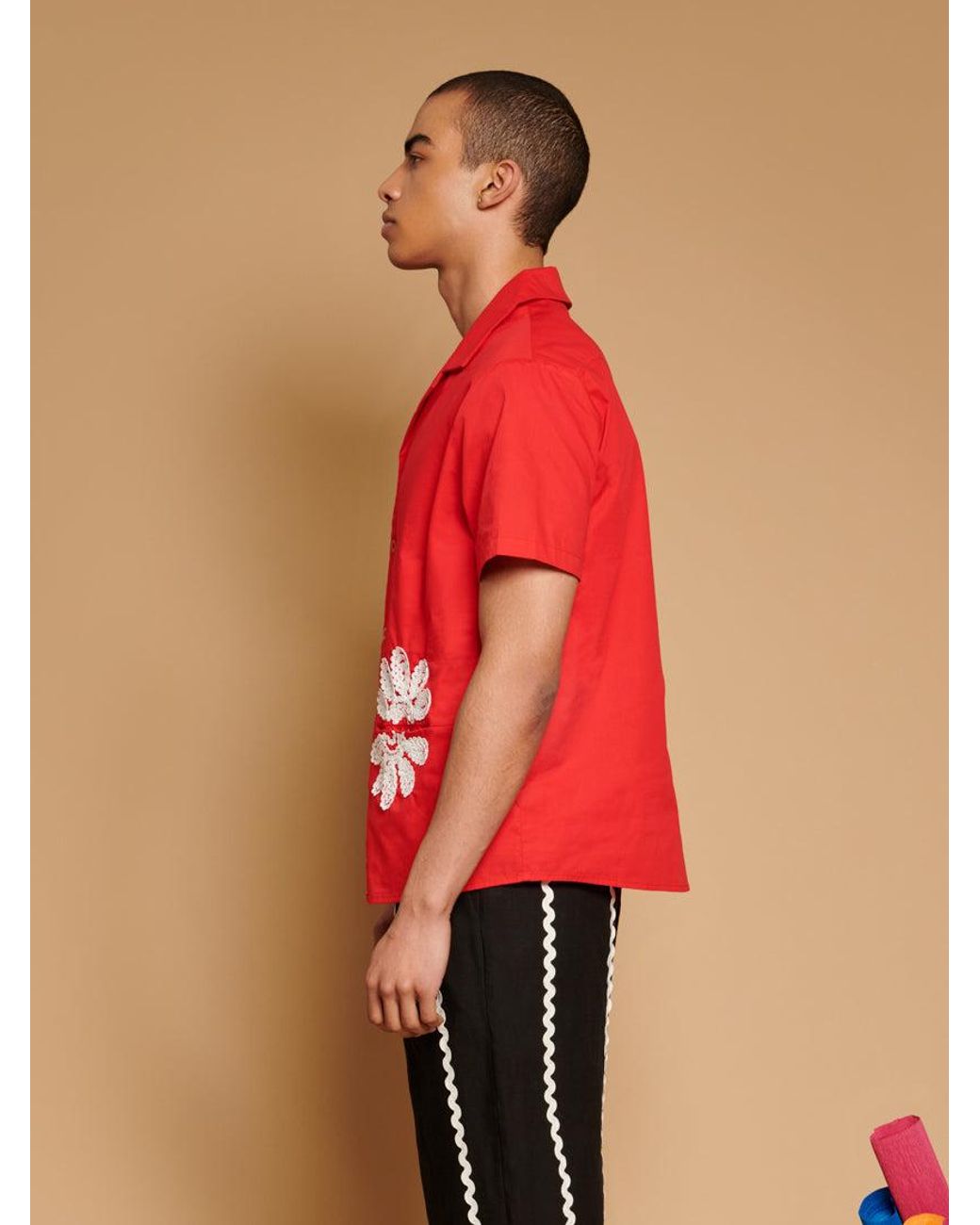 Sister Jane Red Rosario Trimmed Pockets Shirt