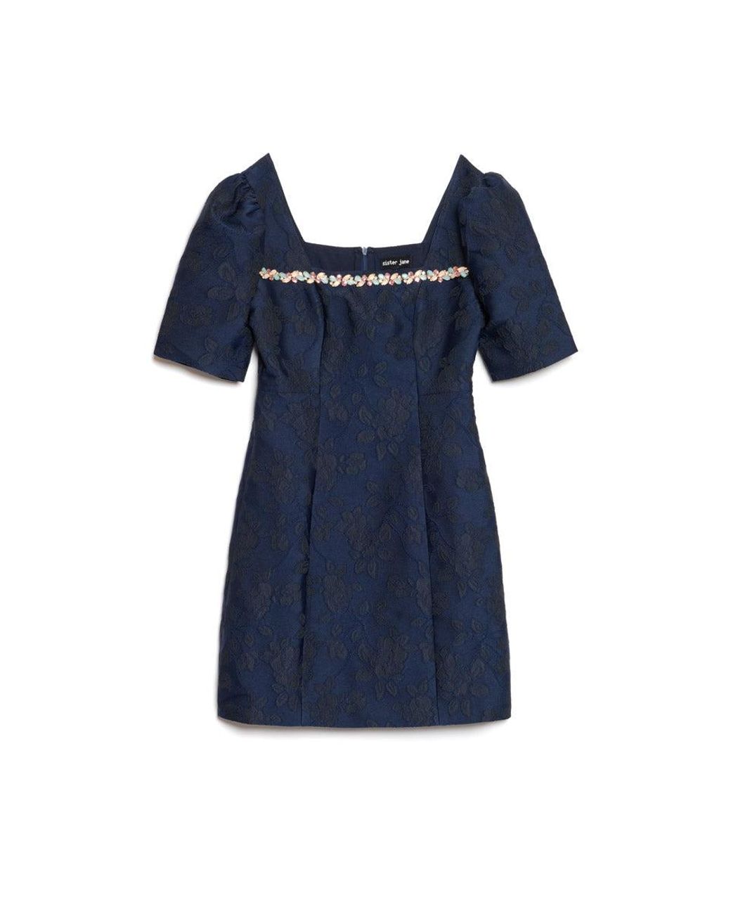 Sister Jane Gray Frame Jacquard Mini Dress