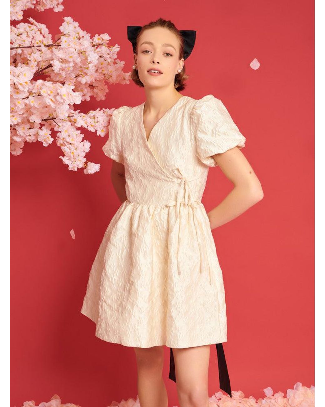 Sister Jane Red Dream Lilith Jacquard Wrap Dress