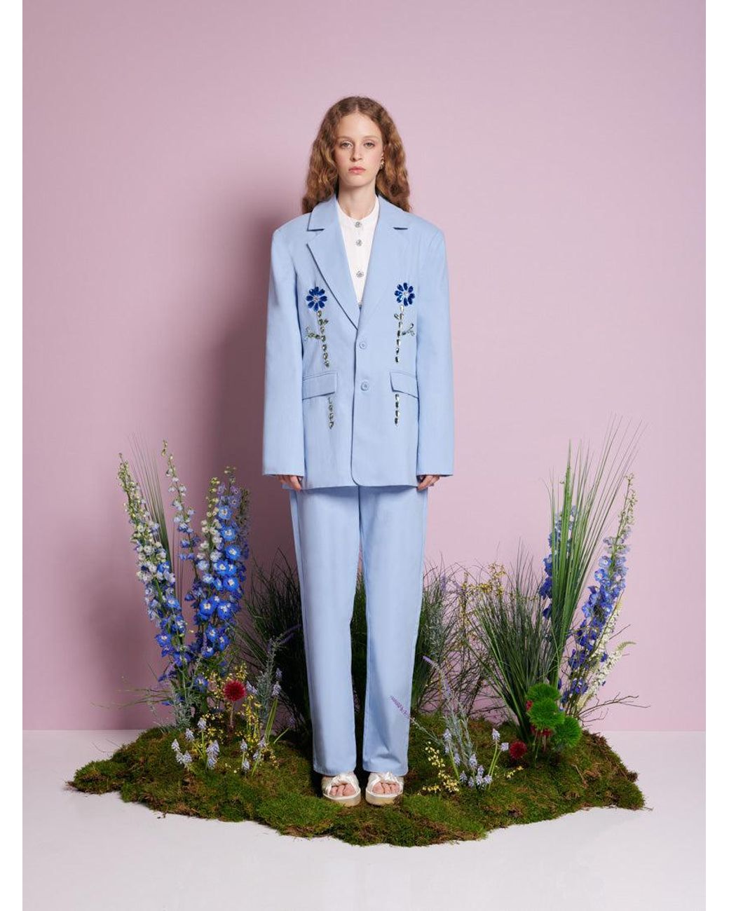 Sister Jane Blue Field Gem Single Breasted Blazer
