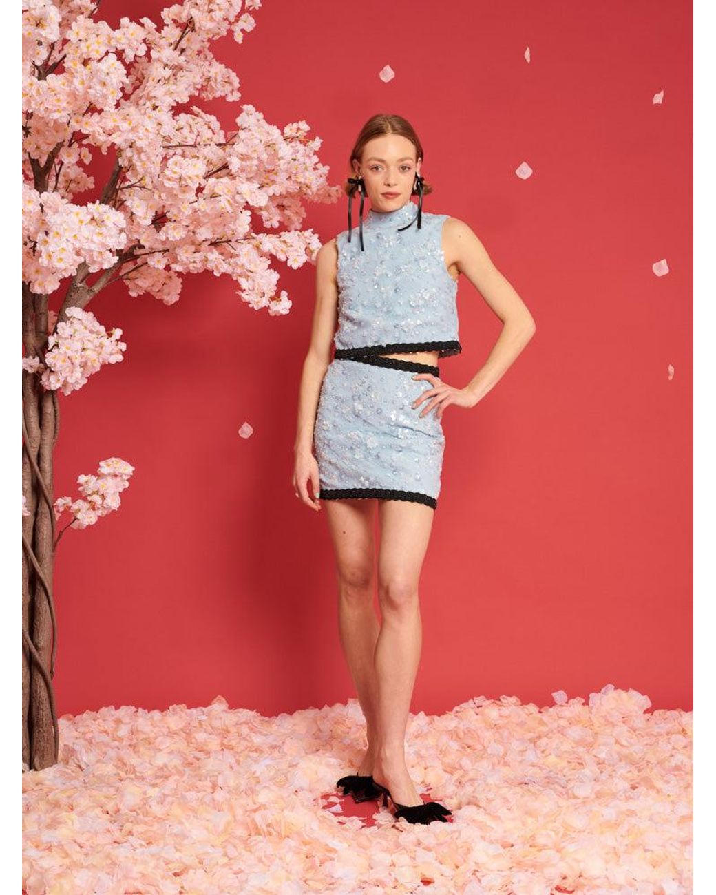 Sister Jane Red Dream Blossom Bead Mini Skirt