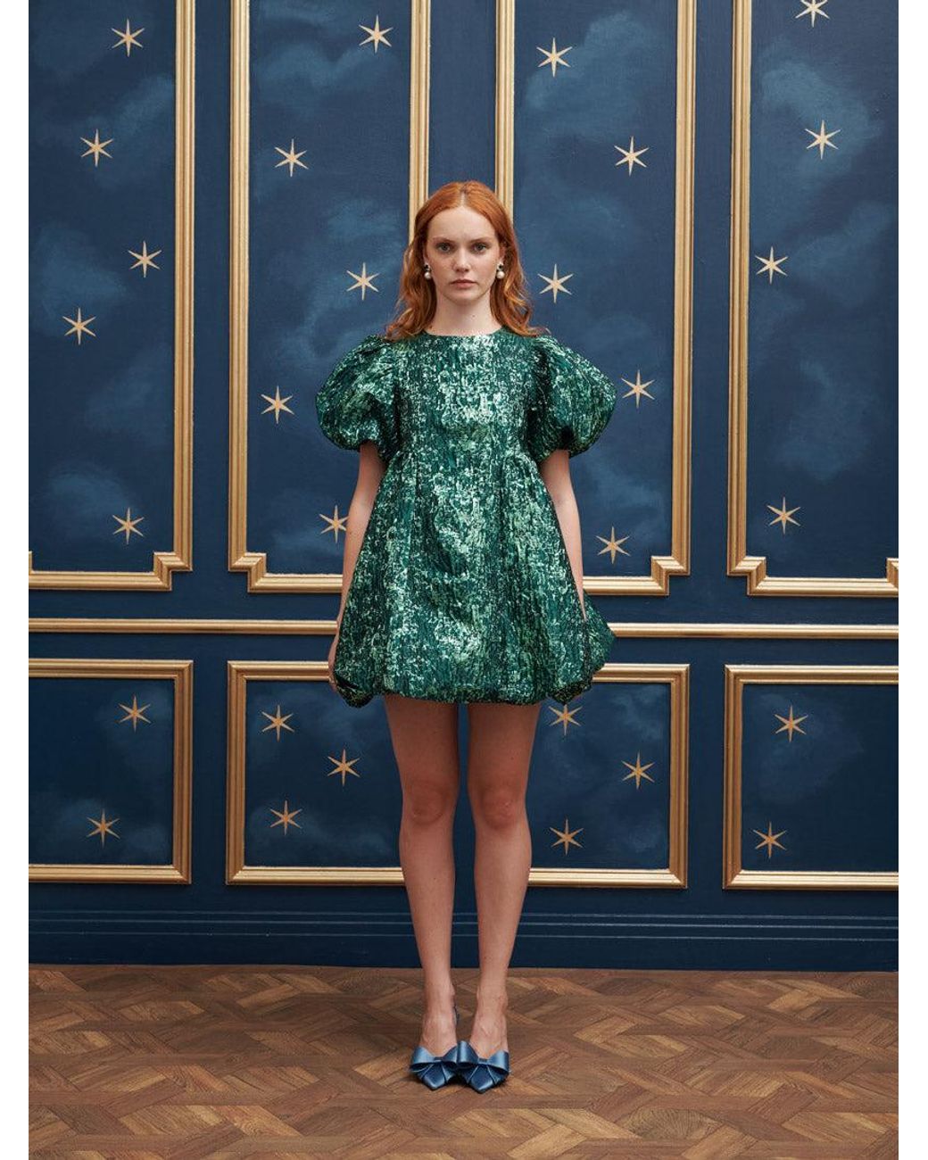 【sister jane】Potion Jacquard Mini Dress メタリック GREEN Potion Jacquard Mini Dress – Sister Jane