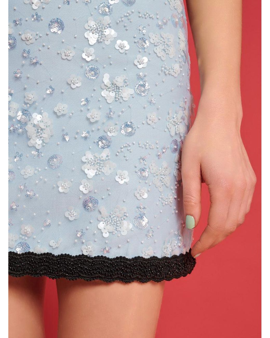 Sister Jane Red Dream Blossom Bead Mini Skirt