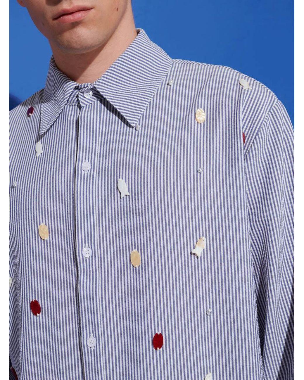 Sister Jane Blue Clio Stripe Embellished Shirt