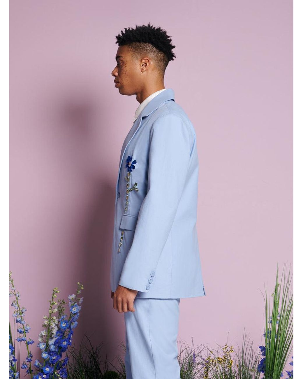 Sister Jane Blue Field Gem Single Breasted Blazer