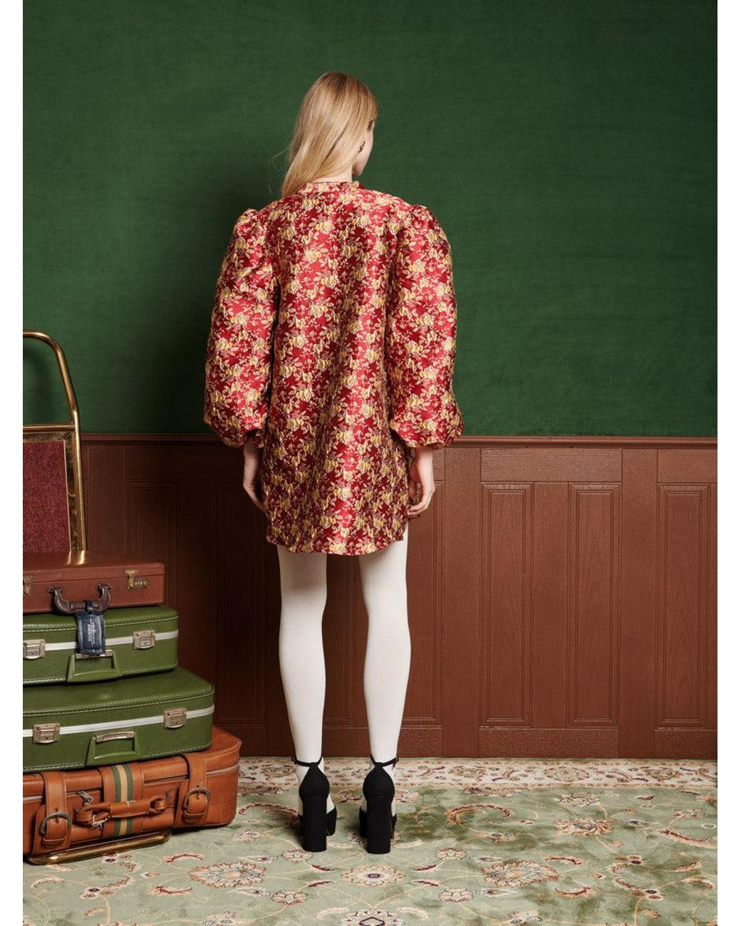 Sister Jane Red Odyssey Jacquard Mini Dress