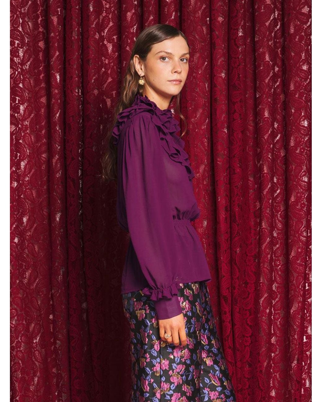 Sister Jane Purple Velora Ruffle Top