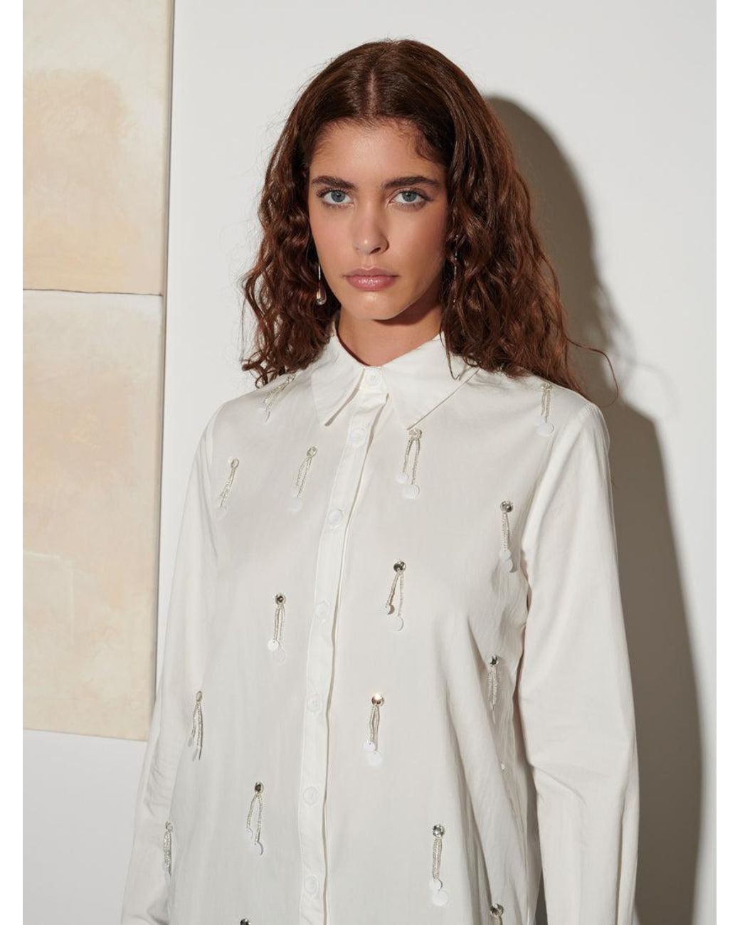 Sister Jane White Ghospell Augusta Embellished Shirt